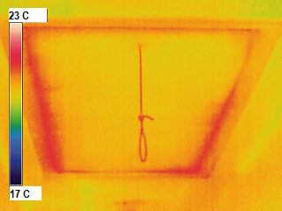 Click Here to See Full Size Image of Attic Stairwell Taken with thermal cameral after our attic stairwell insulator has been installed.